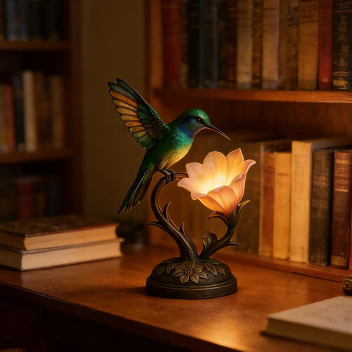 Floral Lamp Vintage Warm Ambiance Lighting Hummingbird Lamp Desk Light Table Decor for Bedside Nightstand Bedroom Study Office